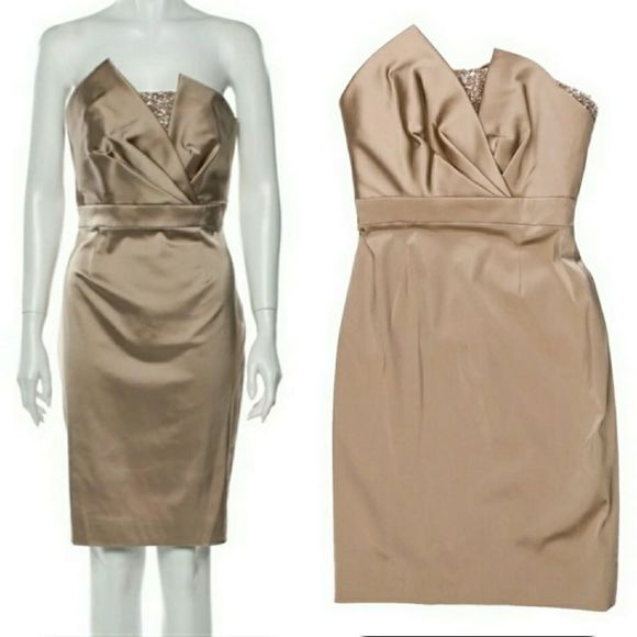 Theia Dresses & Skirts - Theia Couture Assymmetrical Beades Strapples Dress
